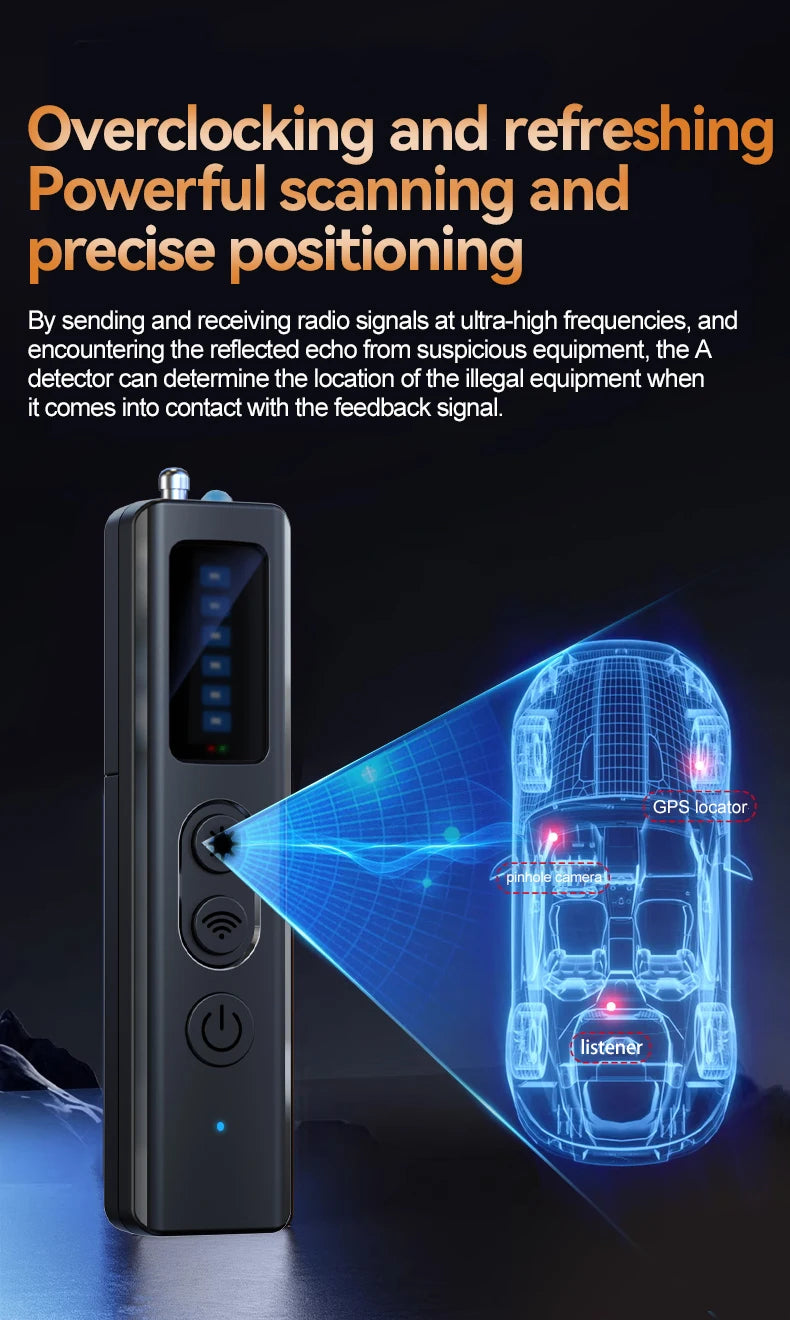 Hidden Camera Detector Anti-Spy Car GPS Tracker Listening Device Bug RF Wireless All Signal Scanner Gadget Security Protection