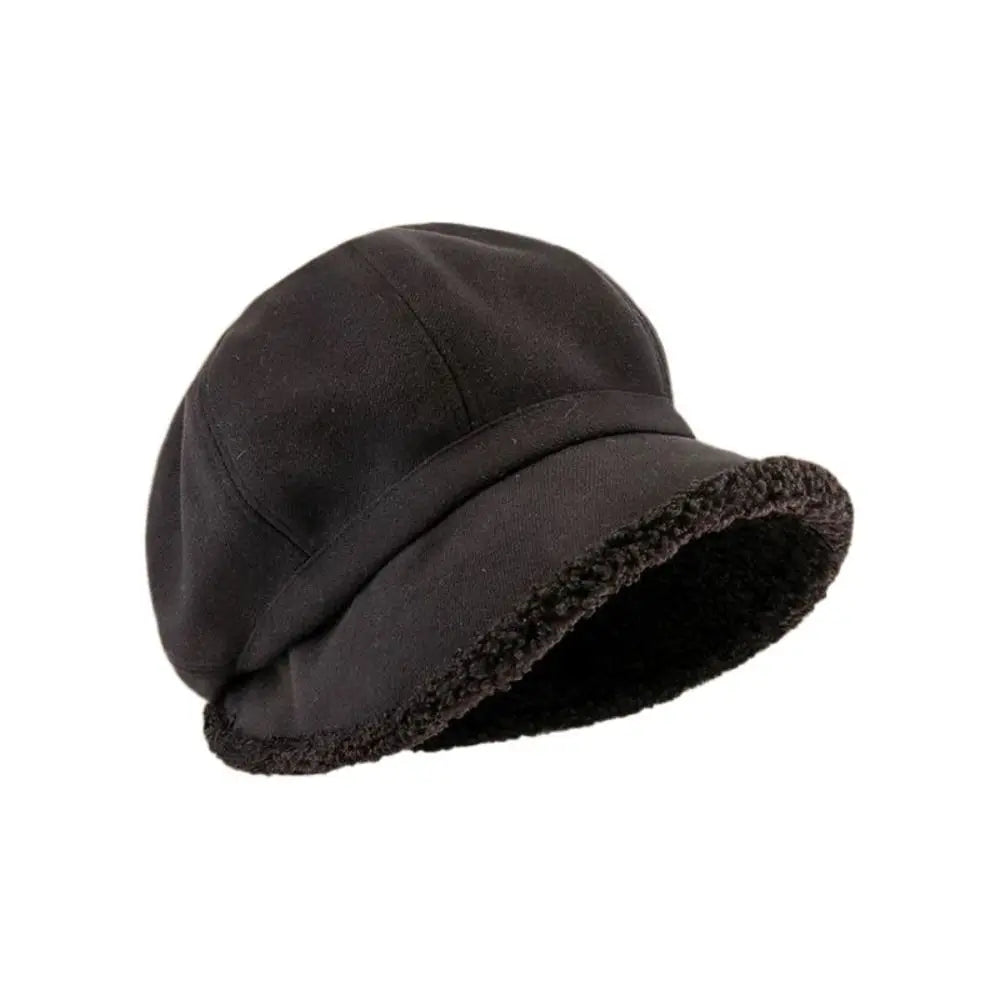 Winter Hats for Women Suede Bucket Hat Plus Velvet Lamb Hair Caps Outdoor Warm Thick Beret Wide Brim Windproof Cap Thick Hats