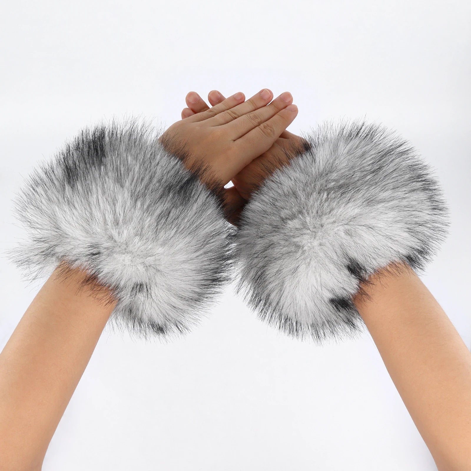 Faux Fur Wrist Cuffs Winter Furry Arm Warmers for Halloween Daily Cosplay Party Costume Accessories