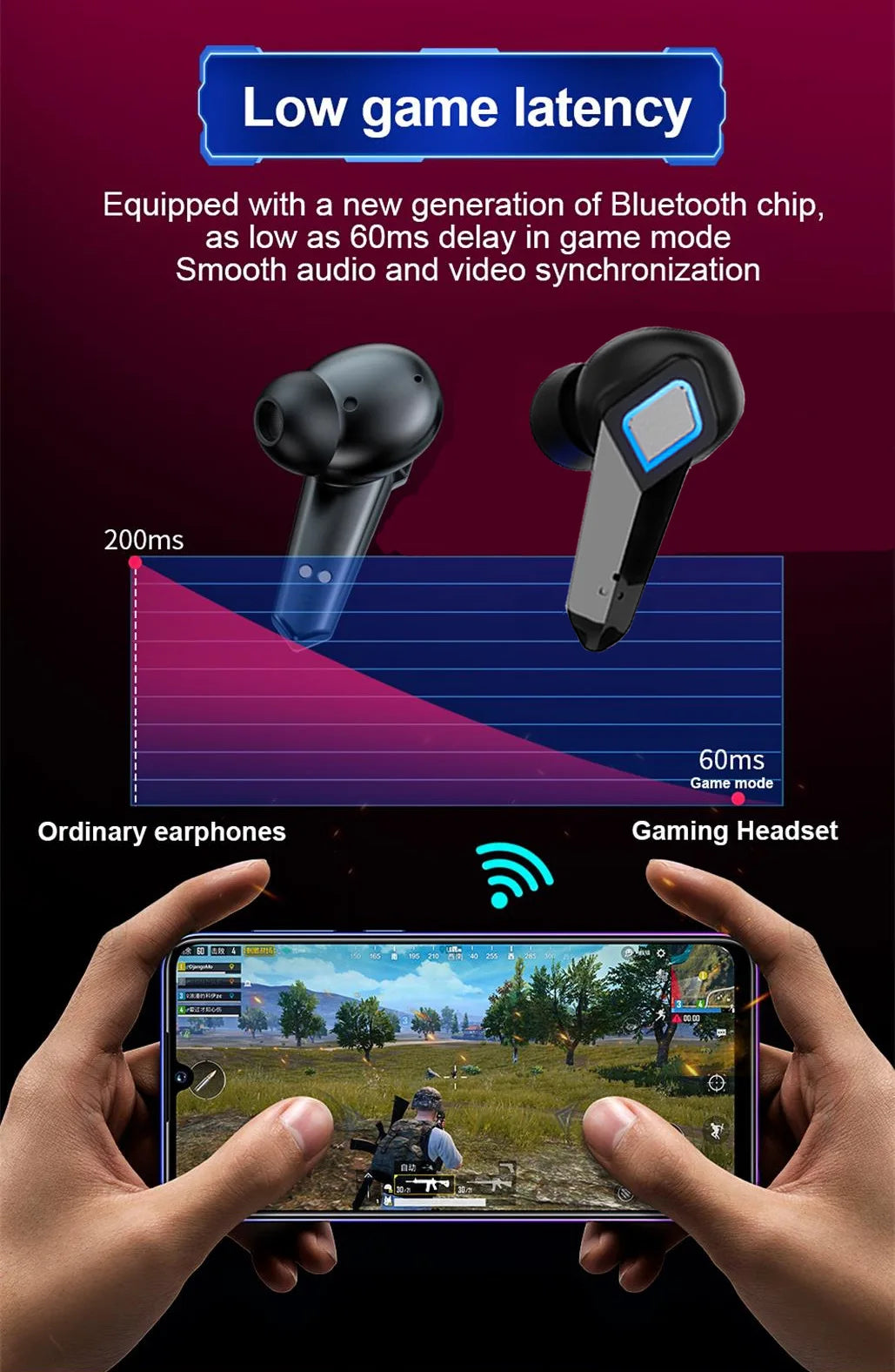 Bluetooth Gaming Earphone Cool Appearance Aluminum Alloy Base Lighting Music Game Dualmode Low Latency HiFi Sound Effect Headset