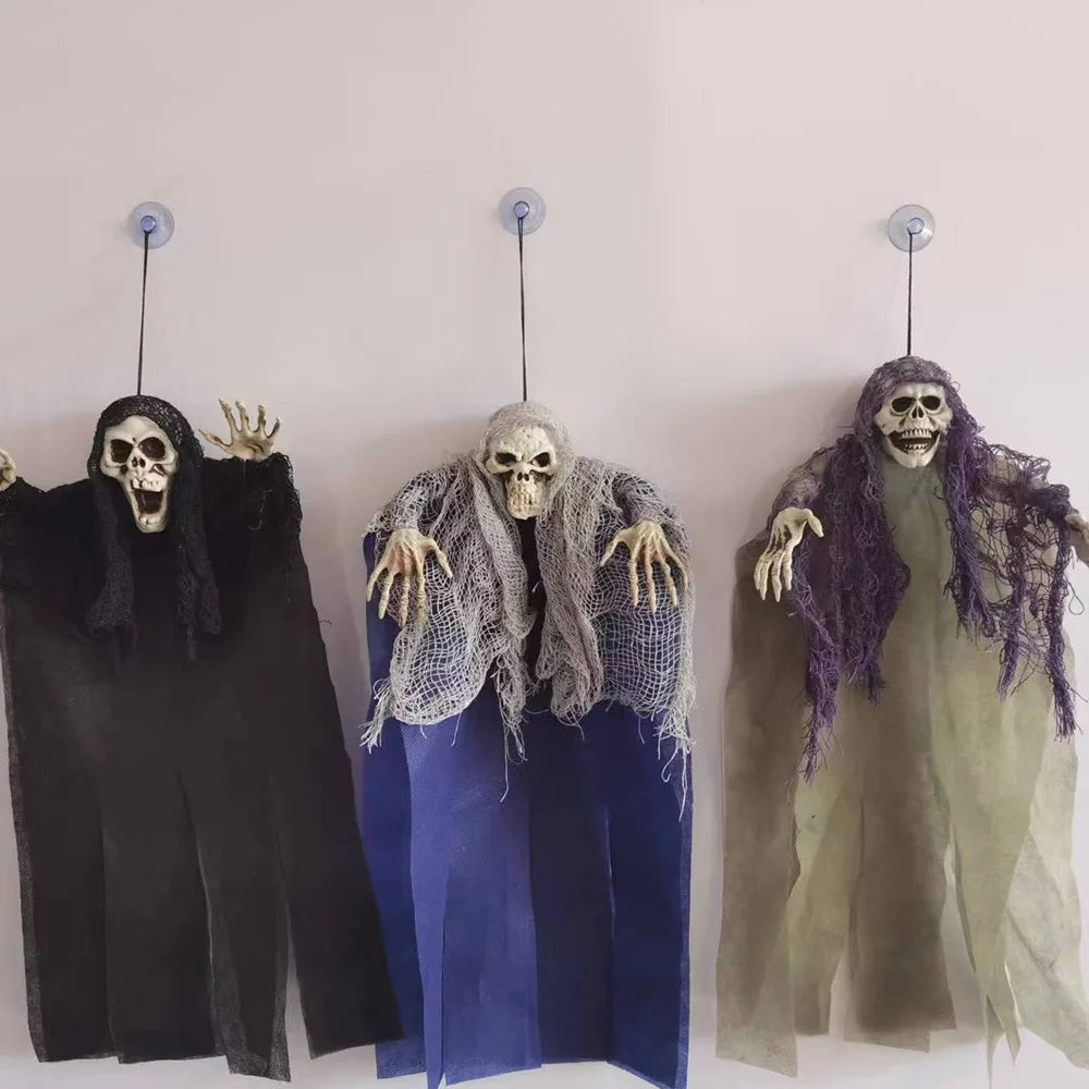 Halloween Hanging Skeleton Ghosts DIY Decoration Prop Party Horror Scary Plastic Skulls Secret Haunted House Decorations Props