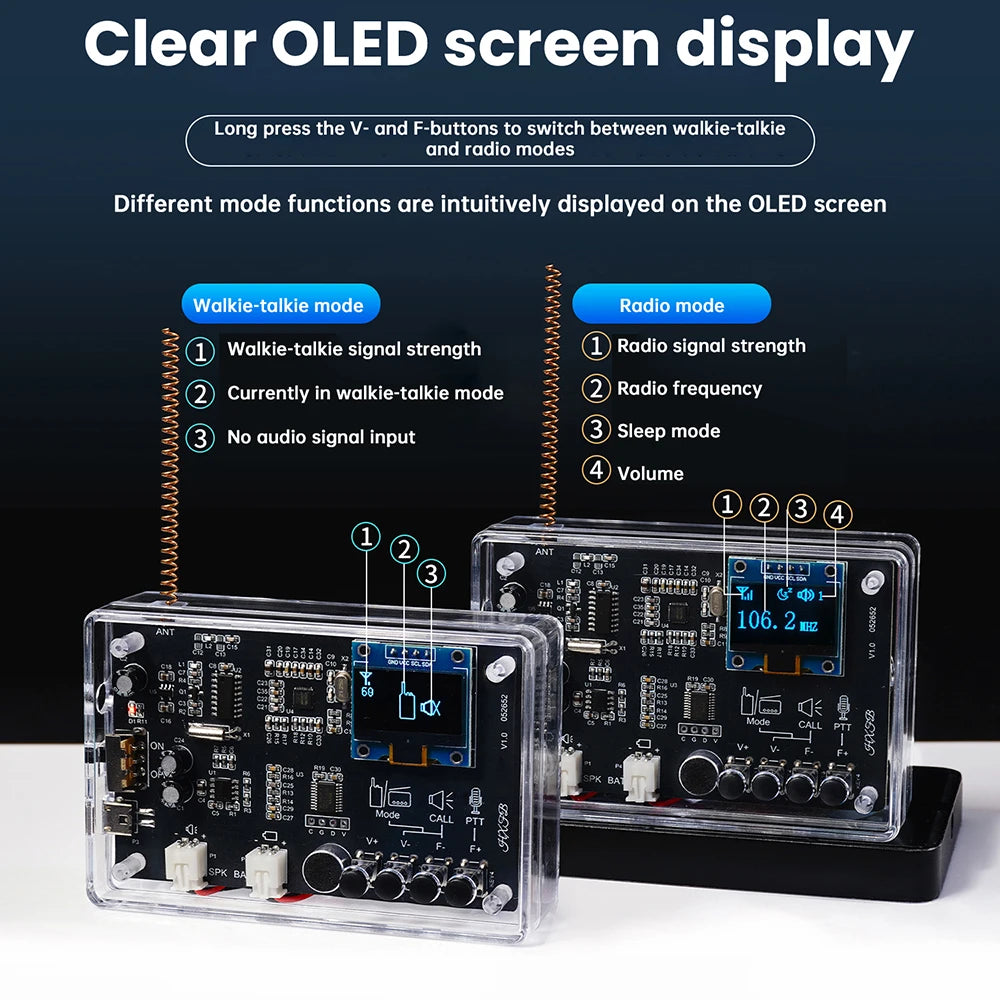 Electronics Kit  FM Radio DIY Kit Smart Wireless Walkie-Talkie Radio Electronics Assembly and Soldering Practice DIY Kit