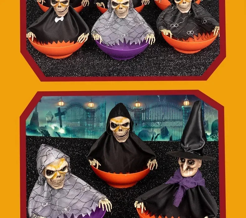 Halloween Electric Ghost Prop Animated Motion Sensor Light Up Sound Head Stretch Swing Party Decoration Haunted House Decor
