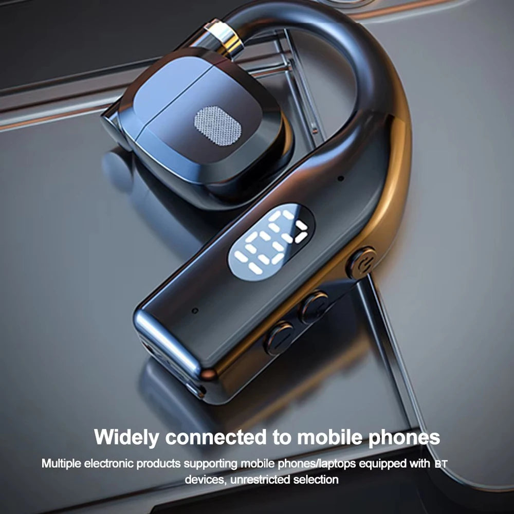 LED Single Earphones Long Standby Business Headphones Waterproof Mono Headset Outdoor Call Bluetooth 5.3 Wireless Earbuds