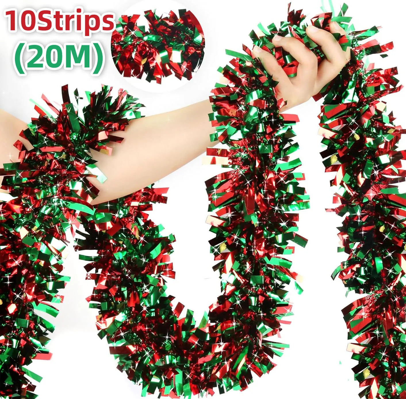 Christmas Tinsel Garlands Decoration Bar Tops Red Green Wreath Xmas Tree Ornaments Party Home Staircase Decor Pendant Prop