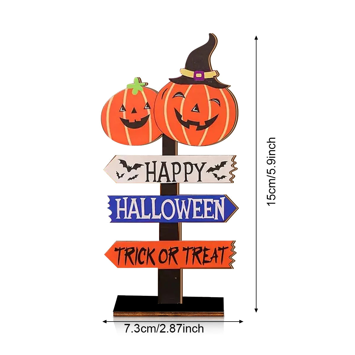 Halloween Wooden Sign Decor with Pumpkins - 