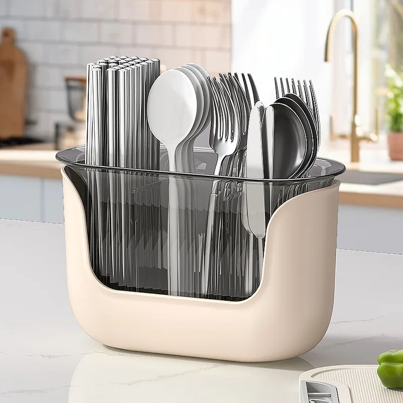 Kitchen Storage Spoon Chopstick Silverware Drying Drain Basket Cutlery Holder 3 Compartment Flatware Caddy Kitchen Accessories
