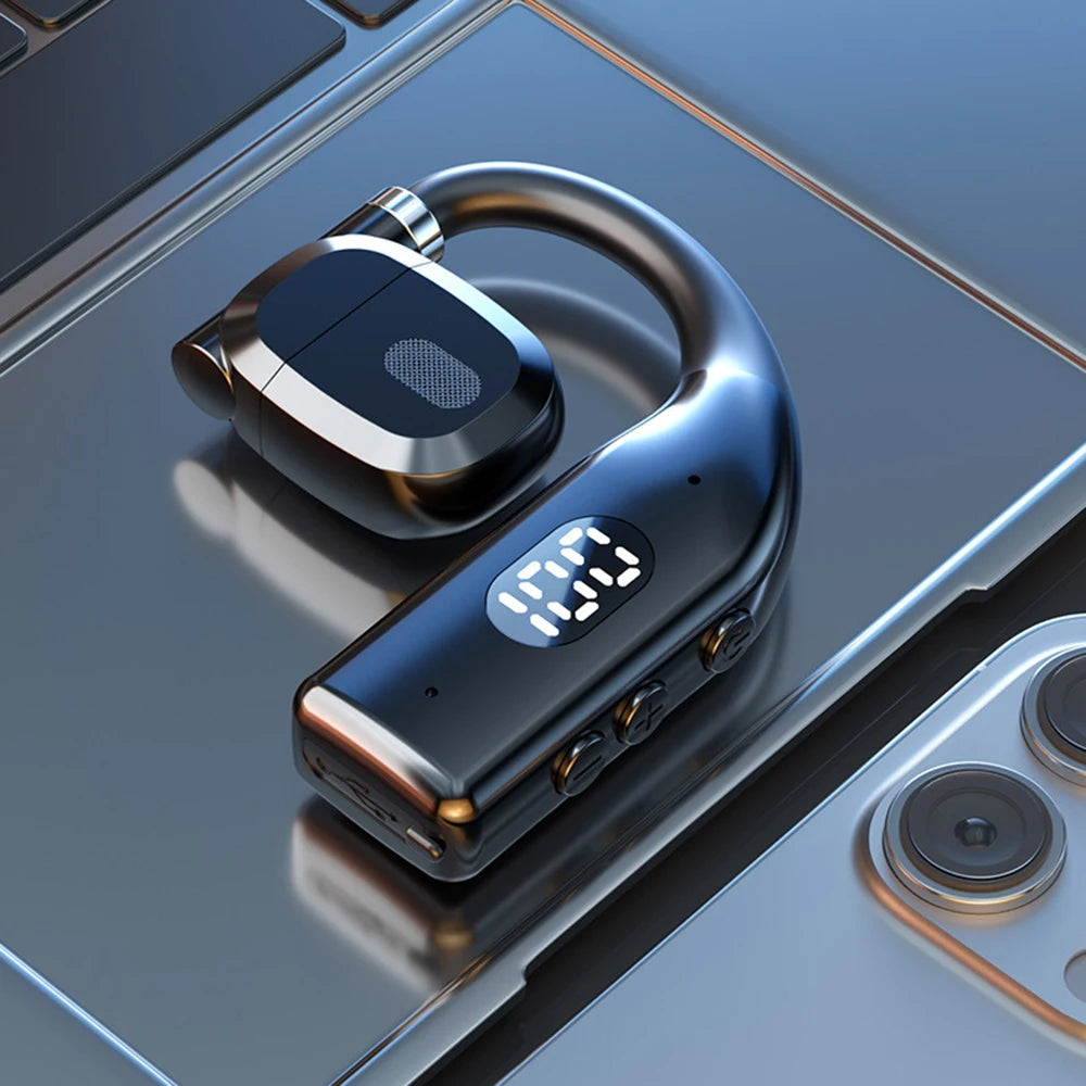 LED Single Earphones Long Standby Business Headphones Waterproof Mono Headset Outdoor Call Bluetooth 5.3 Wireless Earbuds