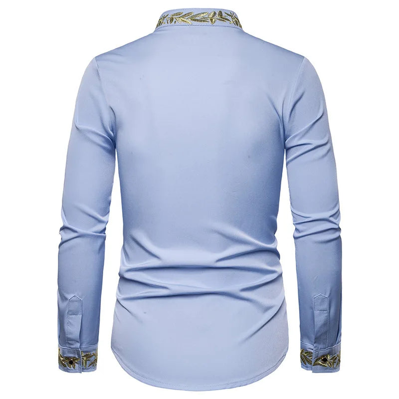 2025 Men's Summer Casual Long Sleeve Shirts Slim Fit Turn Down Collar Shirts Formal Office Business Shirts for Men Tops Big Size