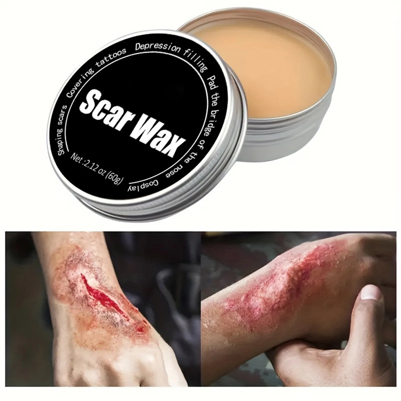 Halloween Makeup Holiday Dress Up Skin Wax Plasma Body Paint Box Fake Blood*1 Spatula Tool*1 Sponge*1 Skin Tone Paste*1