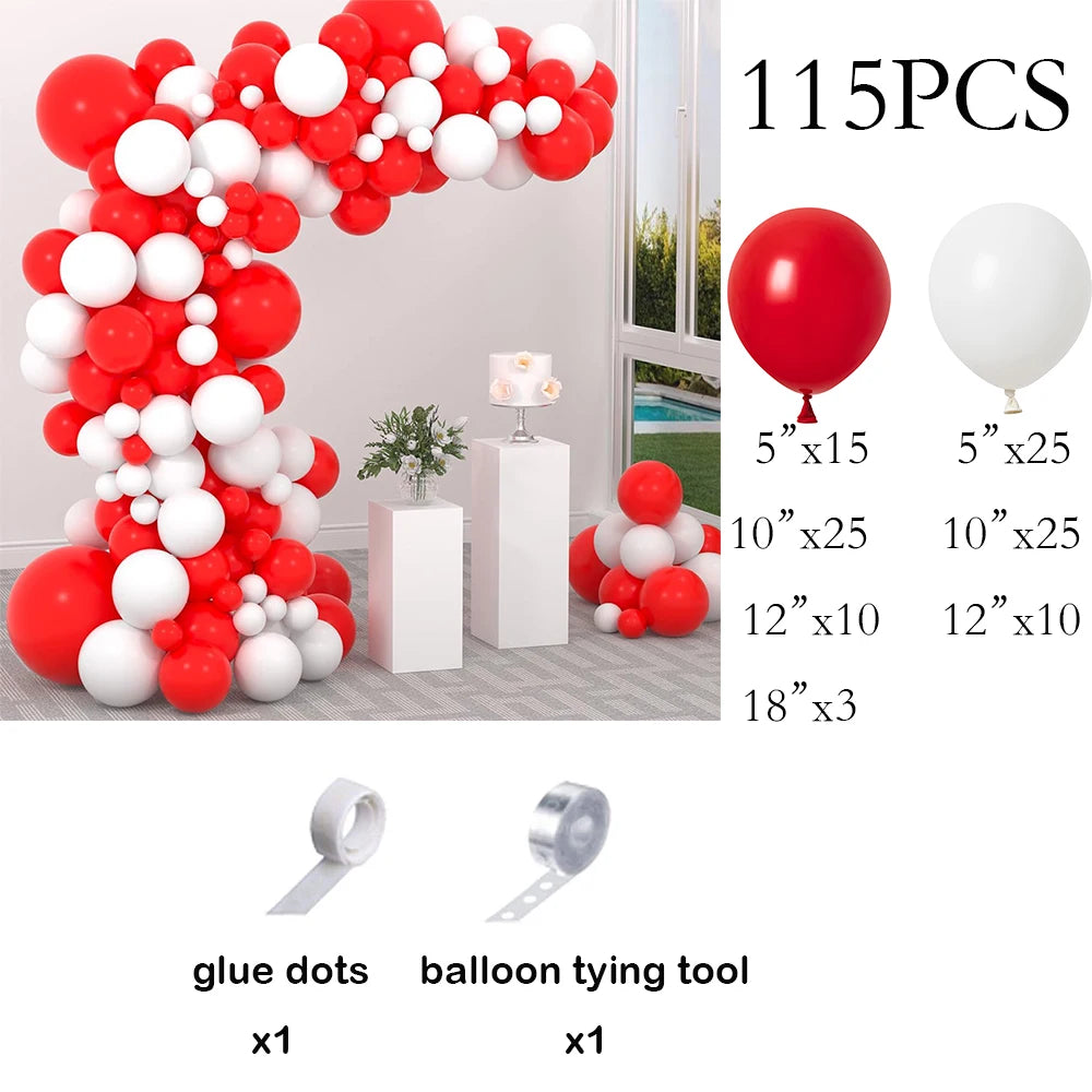 Christmas Red Balloons Garland Red White Balloons Arch Kit Xmas Home Birthday Party Graduation Baby Shower New Year Decoration