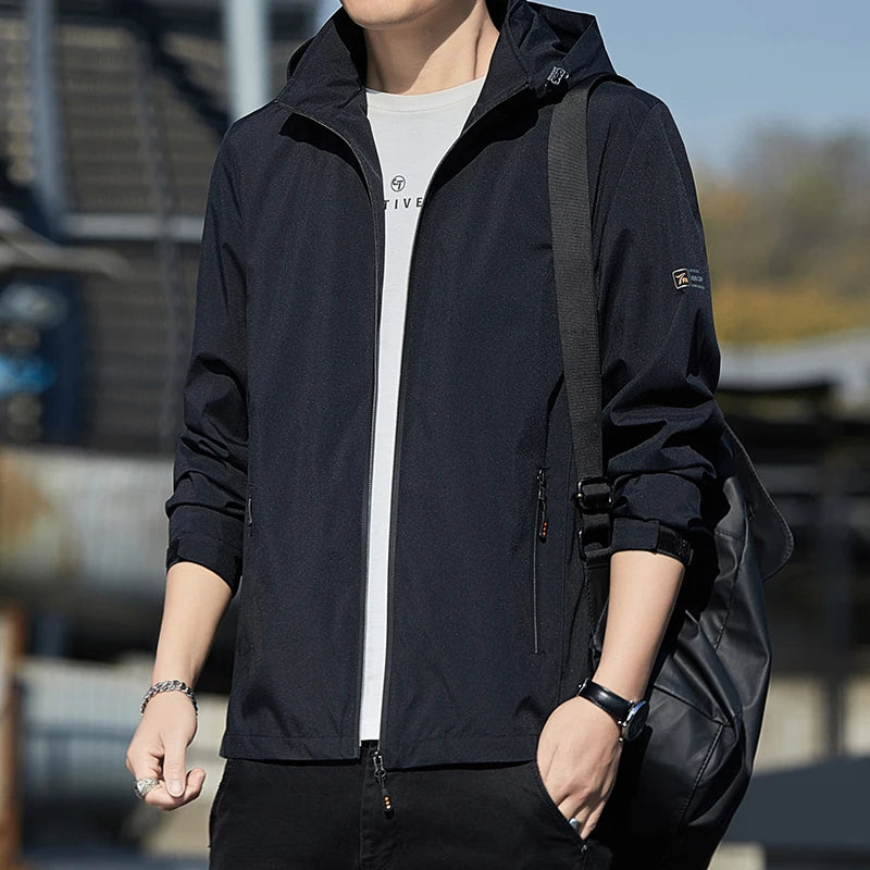 Men's jacket 2025 new jacket Spring and Autumn American slim fit trendy brand heavyweight hooded workwear casual assault jacket