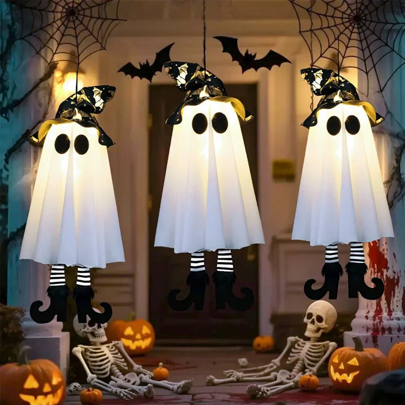 Halloween Decorations Outdoor Hanging Lighted Hat Indoor Witch Glowing Lighted Ornaments for Garden Lawn Porches Patio Backyard