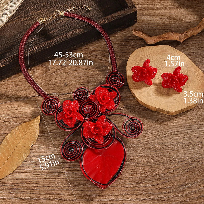 Exaggeration African Jewelry Sets Multi-color Leaves Necklace Earrings Nigerian Wedding Indian Jewelry Sets Jewellery Gifts