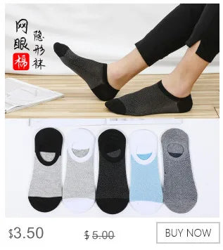 5Pair / Lot Fashion Happy Men Boat Soc Silicone Invisible Cotton Socks Male Ankle Sock Slippers Meia