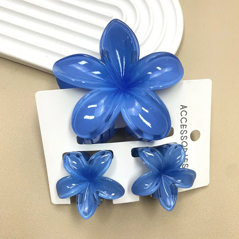 3Pcs/Set Sweet Flower Colroful Gradient Hair Claws Ponytail Cip Clamp Barrettes Hairpins For Women Girl Beach Hair Accessories