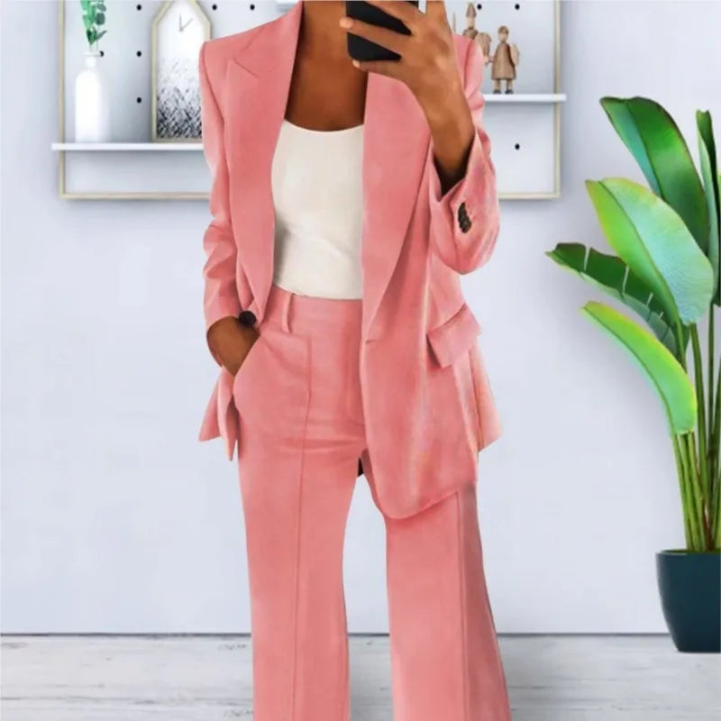 Women Spring Autumn Suit 2 Piece Sets Long Sleeve Jacket Coat High-Waisted Trousers Business Suit Office Ladies Pant Sets Outfit