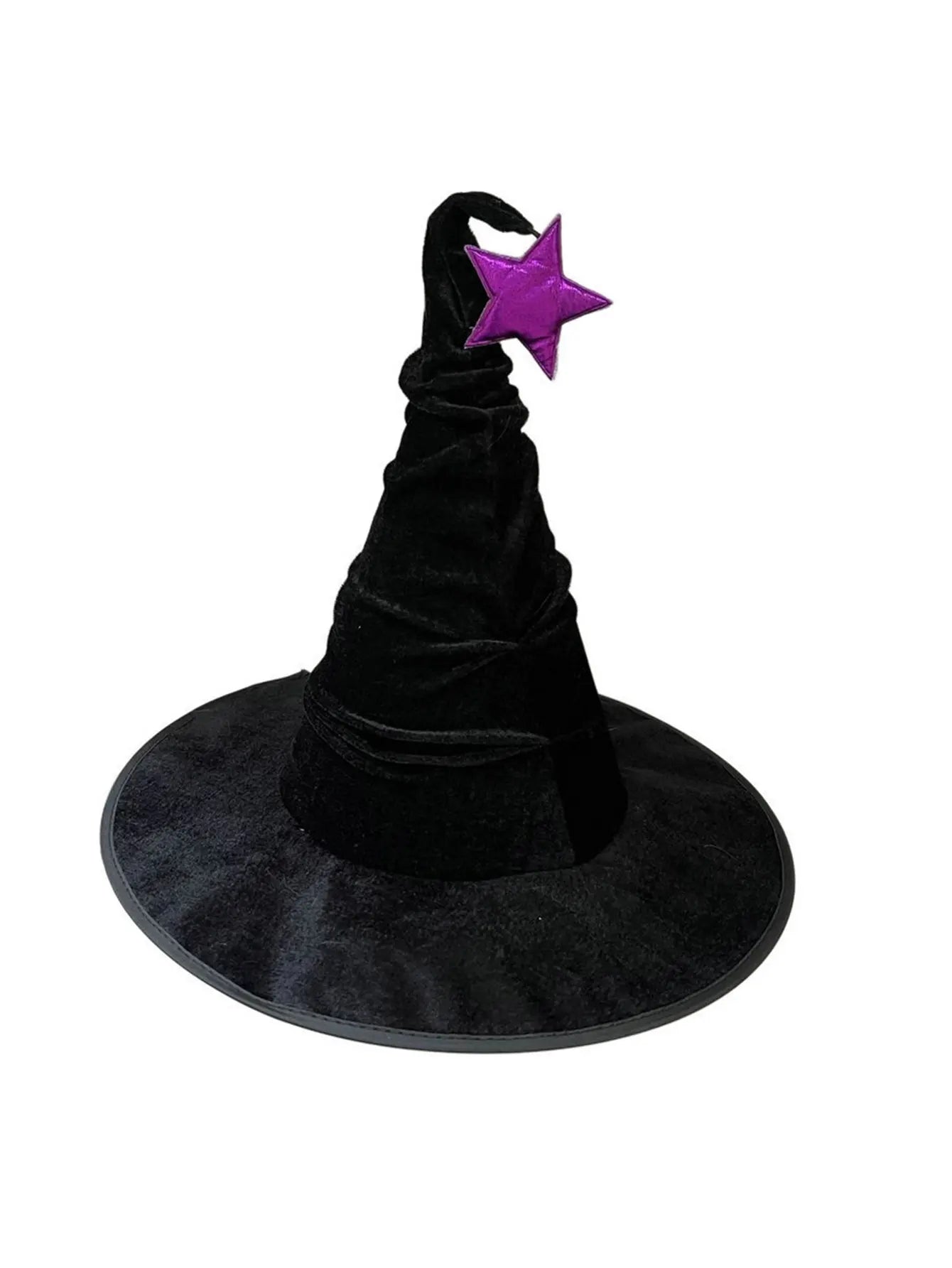 Halloween crumpled witch hat party, witch hat black velvet witch costume makeup accessories hat decorations