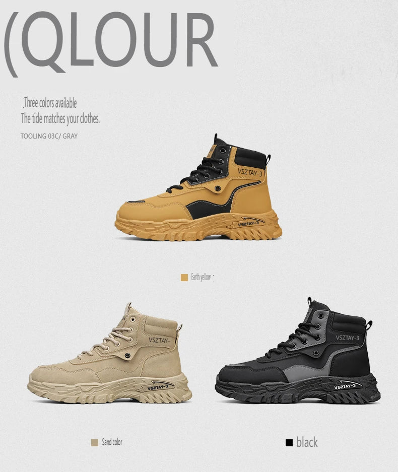 2025 New Autumn Winter Shoes for Men Outdoor Non-slip Wear-resistant Short Boots Fashion Comfort Casual Men's Shoes Botas Hombre