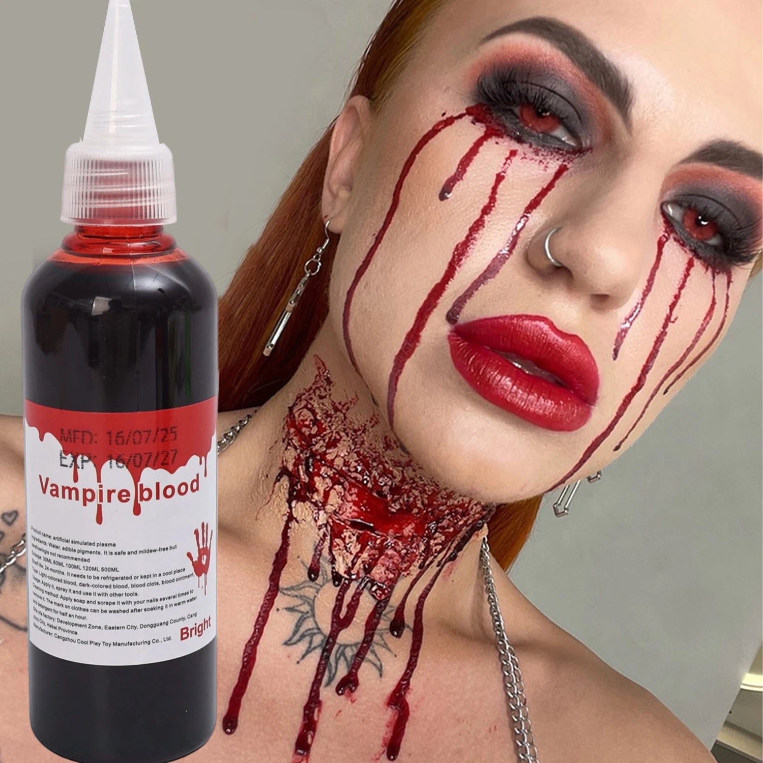Halloween Fake Makeup Blood DIY Cosplay Prank Emulation Props Person Plasma Horror Festival Party Decorations 30/60/100/200ML