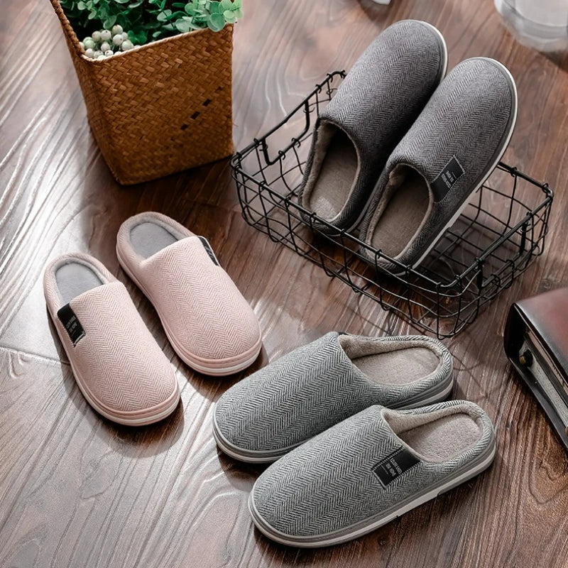 Winter Men's Slippers Warm Cotton Slippers Lightweight Comfortable Casual Shoes Home Indoor Couples Flats Non Slip Soft Slippers