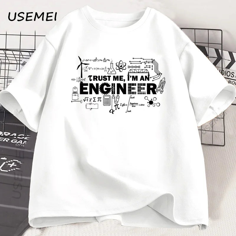 Mens Tshirt Trust Me I'm An Engineer T-shirt Cotton Man Work T Shirt Summer Cotton Tops Round Neck Short Sleeve Man Clothes