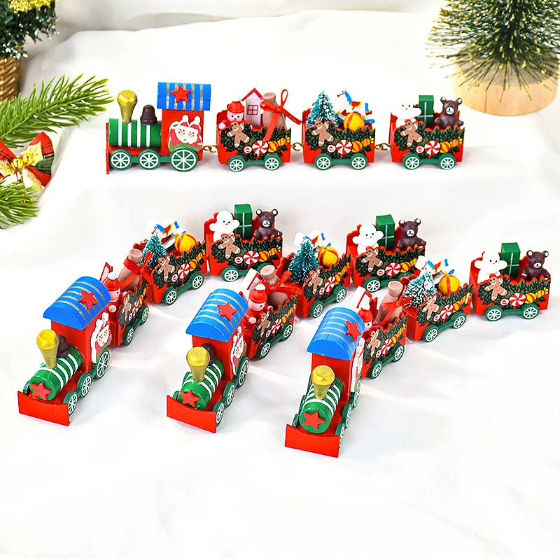 Christmas Wooden Train Merry Christmas party Decorations Home Desktop Ornament Xmas Navidad Noel Kids Gift New Year 2025 Gifts