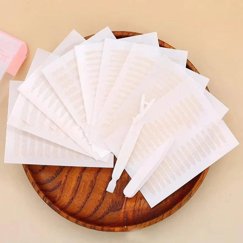 240Pcs Invisible Double Fold Eyelid Tape Sticker Lace Nature Clear Beige Stripe Self-adhesive Natural Eye Makeup With Tools