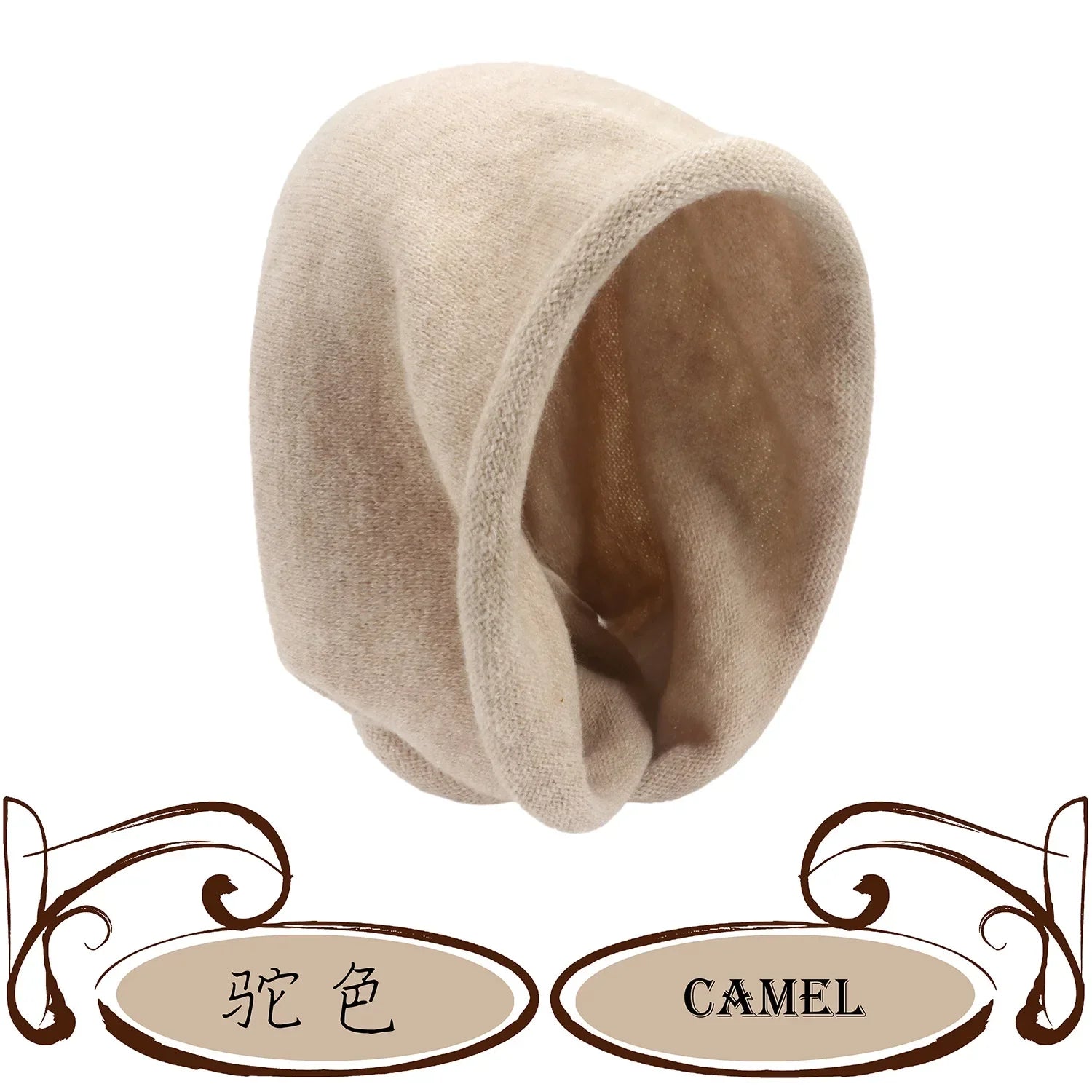 New Winter Balaclava Hat Scarf Combo Women's Fashion Knitted Cap Wrap-around Cashmere Skullies & Beanies