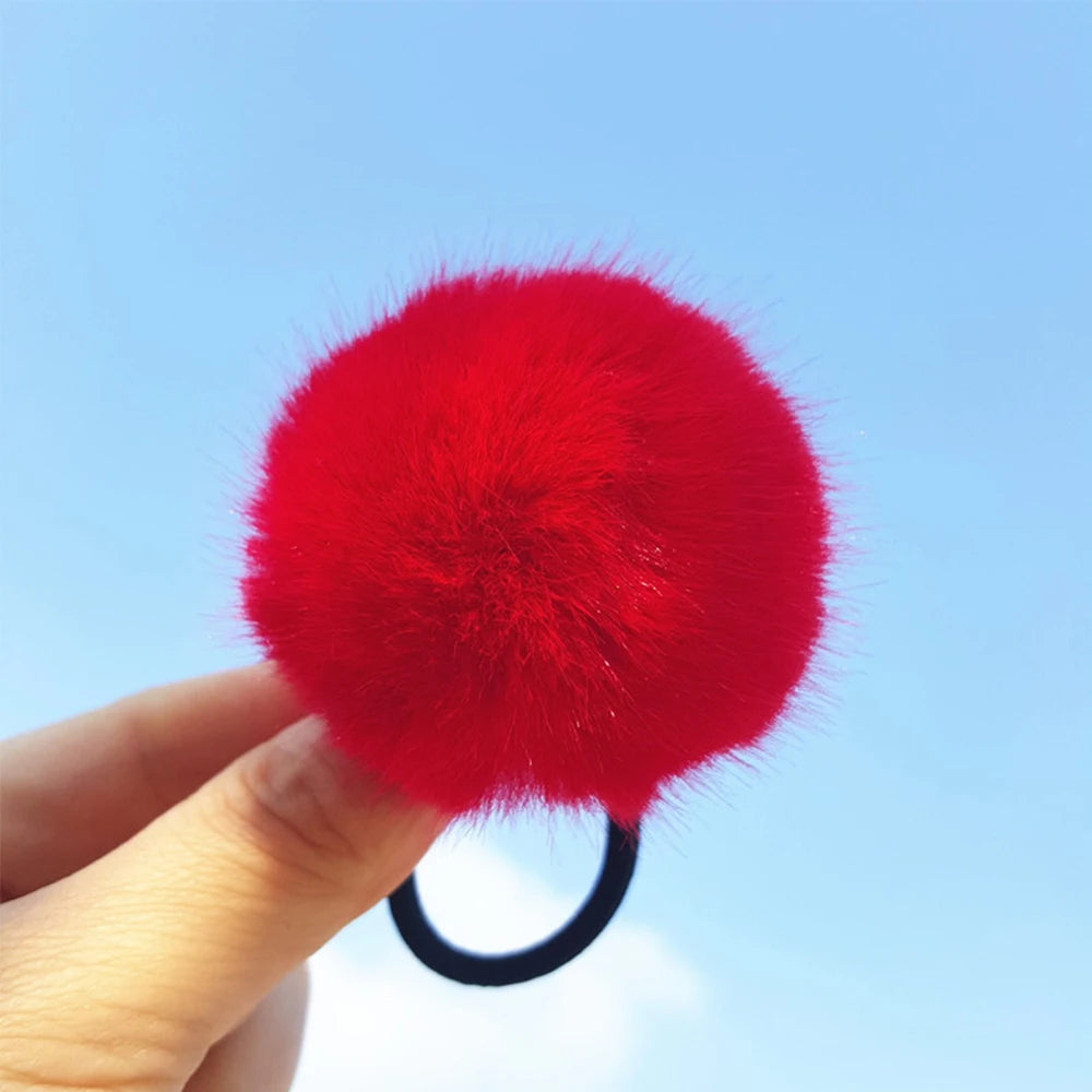 Winter Lovely Hair Ties Pompom  Hairband  Hair Rope Ponytail Holder Hair Accessories Pompom Rubber Band