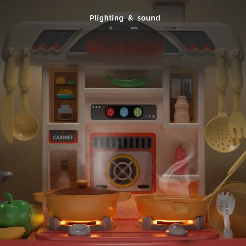 Children Play House Toy Simulation Kitchen Table With Sound Kids Role Play Kitchen Utensils For Girl Cooking Educational Toy Set