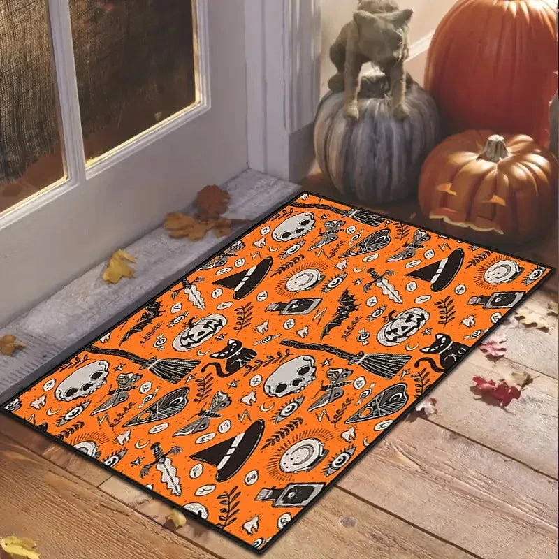 Halloween Day of The Dead Decorative Rug, Durable Home Decor Festive Atmosphere Entrance Door Mat Kitchen Mat