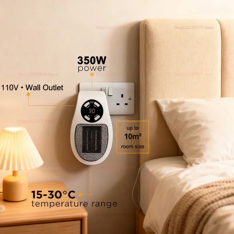 2025 Electric Portable Heater Wall Mounted Room Warmer Compact Warm Air Blower Winter Heating Home Appliance for Indoor Comfort