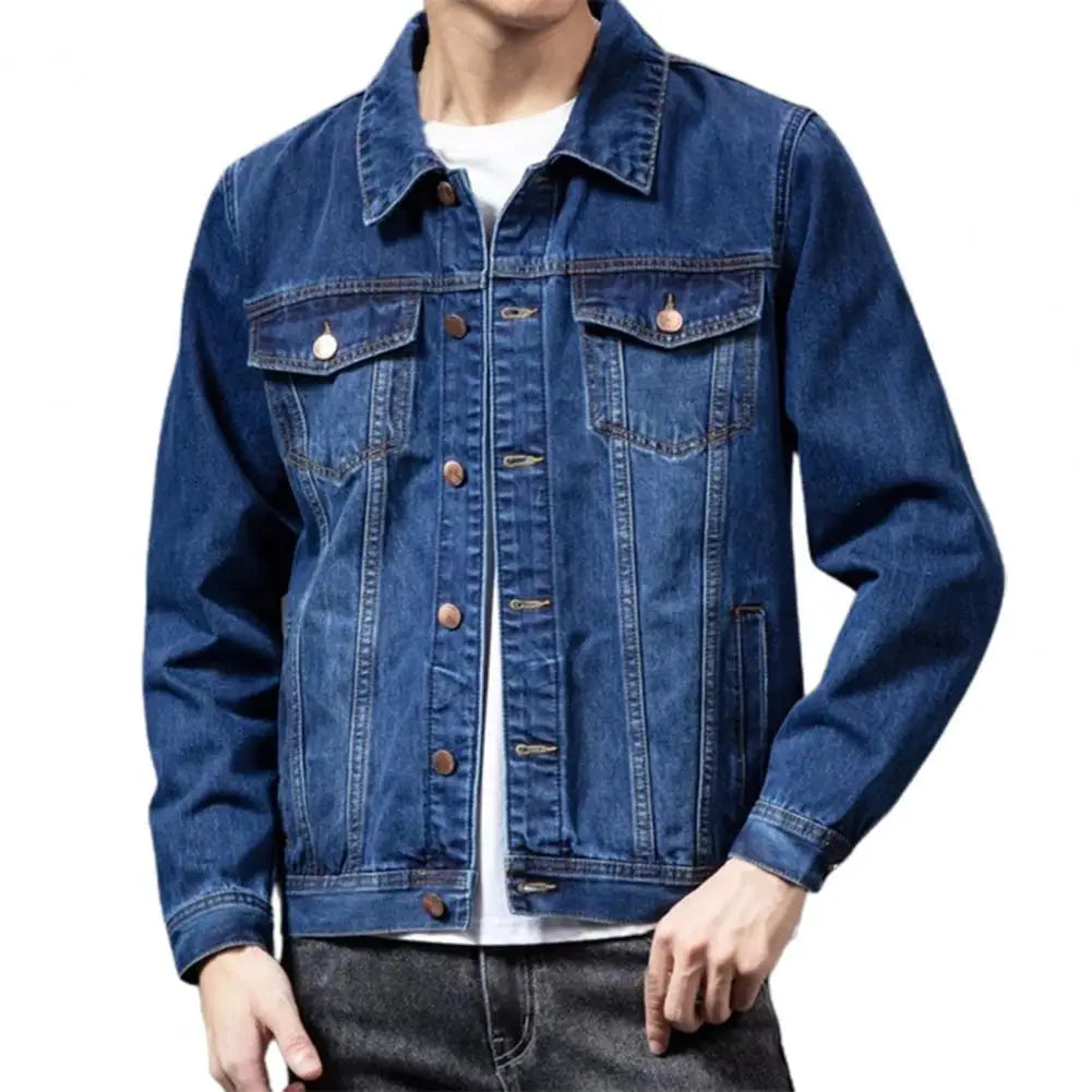 Denim Jackets for Men Coat Navy Blue Men Jacket Single-breasted Cardigan Denim Coat Male Jacket chaquetas hombre куртка мужская