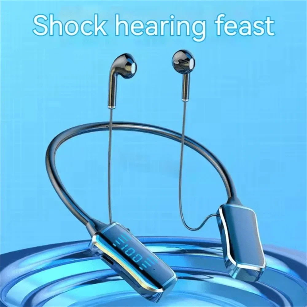 LED Display Stereo Wireless Bluetooth Earphones Magnetic Hanging Neck Headphones Headset Sports Gamer Headsets Noise Reduction