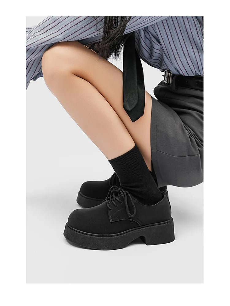 Classic British-Style Round-Toe Leather Shoes Non-Slip Comfortable Casual Dress Shoes Solid-Color Footwear for Youth Streetwear