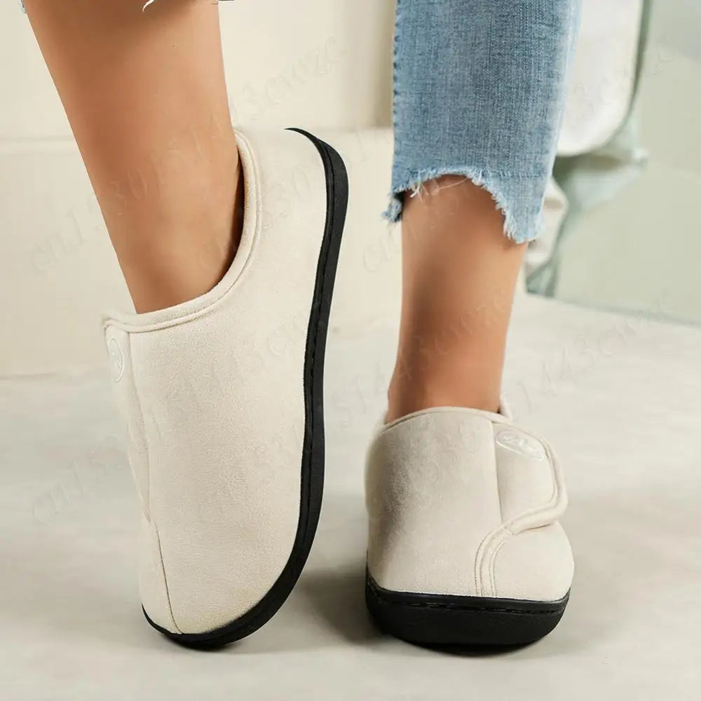 House Shoes for Men Suede Leather Slippers Non-Slip Slip-on Shoes Comfy Warm Plush Indoor/Outdoor for Diabetic Swollen Feet