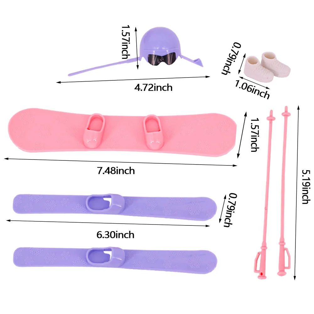 Skiing Accessories for Girl and Ken Doll Family Doll Clothing Casual Winter with Scarf Wool Hat Accessories for 11.5 Inches