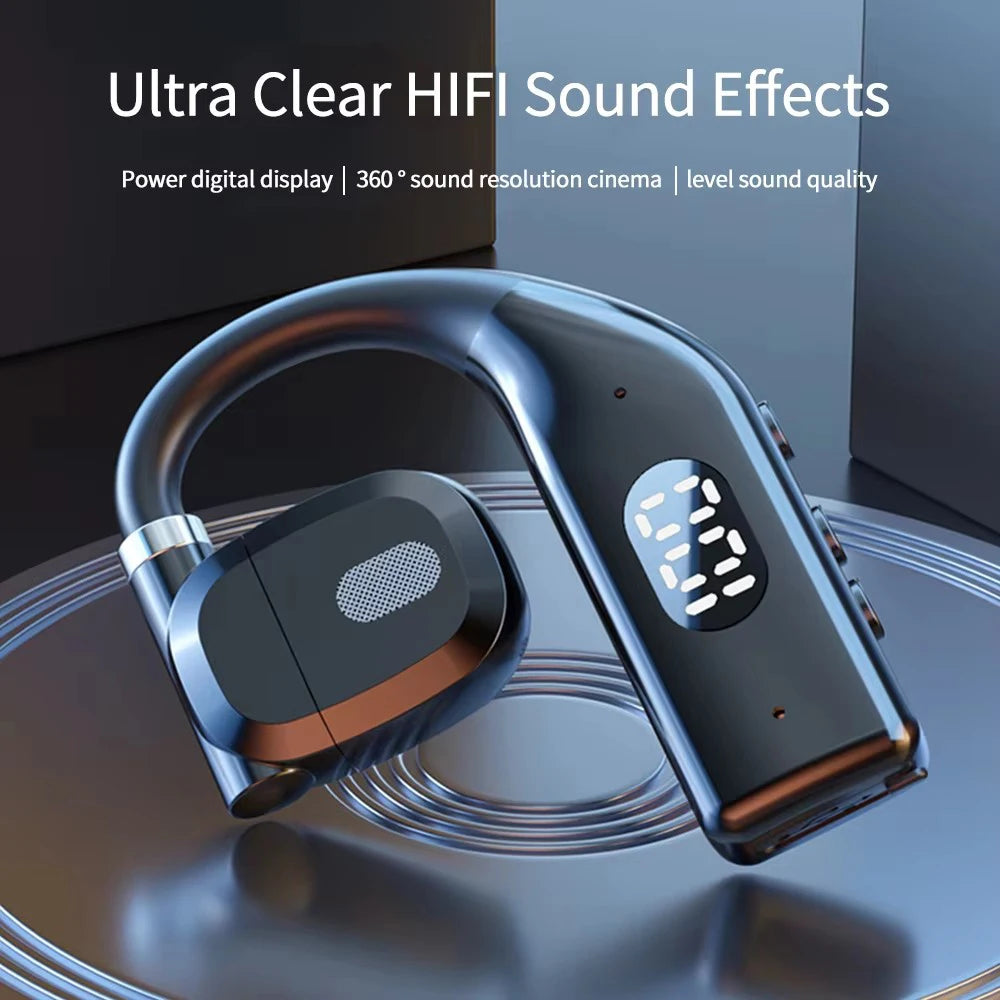 LED Single Earphones Long Standby Business Headphones Waterproof Mono Headset Outdoor Call Bluetooth 5.3 Wireless Earbuds