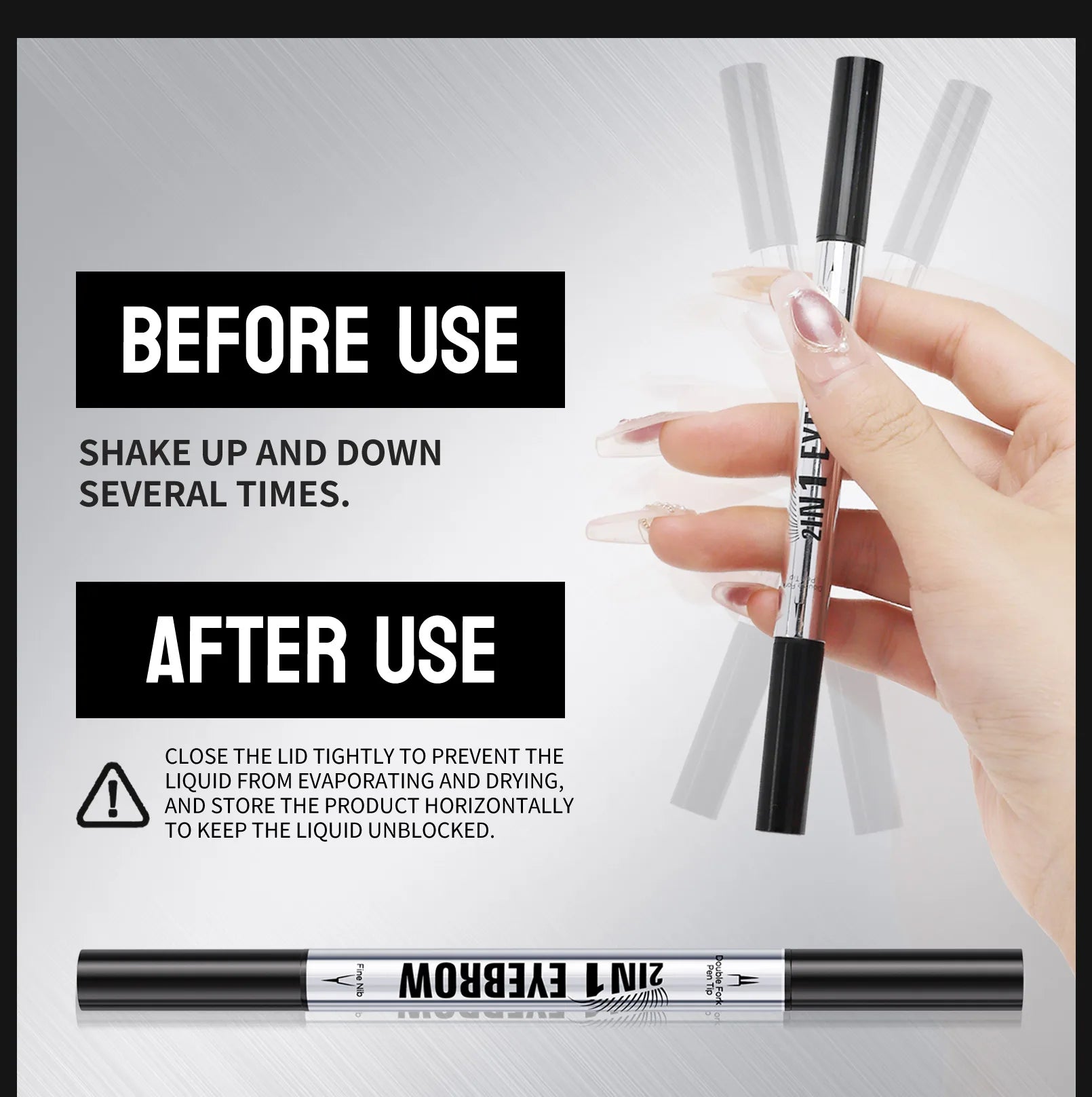 Two-pronged Eyebrow Pencil Waterproof Two-in-one Liquid Eyebrow Pencil Curved Eyebrow Pen With Fork And Precise Brush Tip Makeup