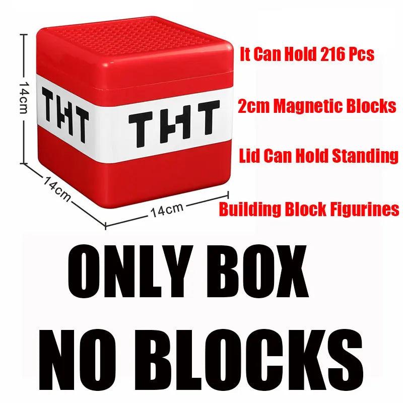 Kid Gifts TNT Storage Box Magnetic Building Block Desktop Toys Snack Block Storage Bucket Plastic Organizer Dust-proof Container