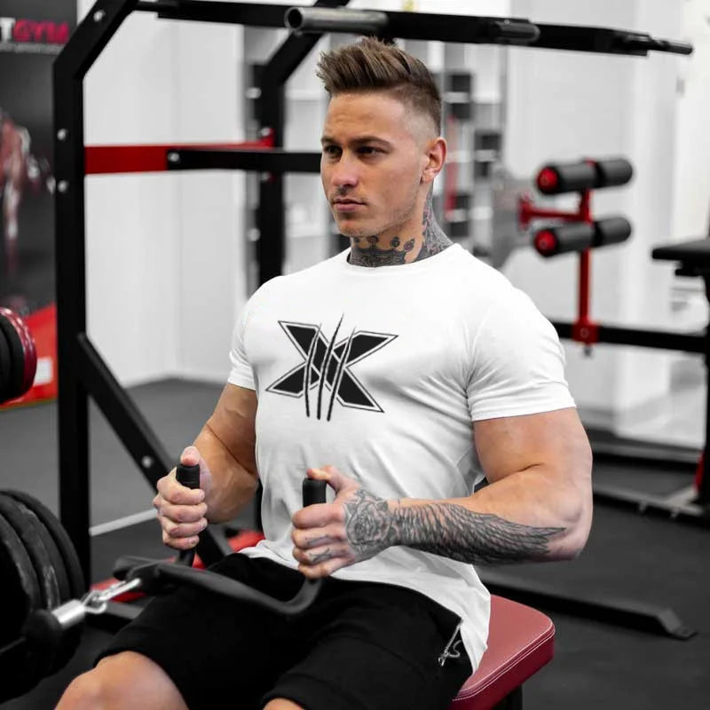 Tshirt for Men Bodybuilding  Graphic T Shirts Workout Fitness Men Clothing Short Sleeve Shirt Street Wear