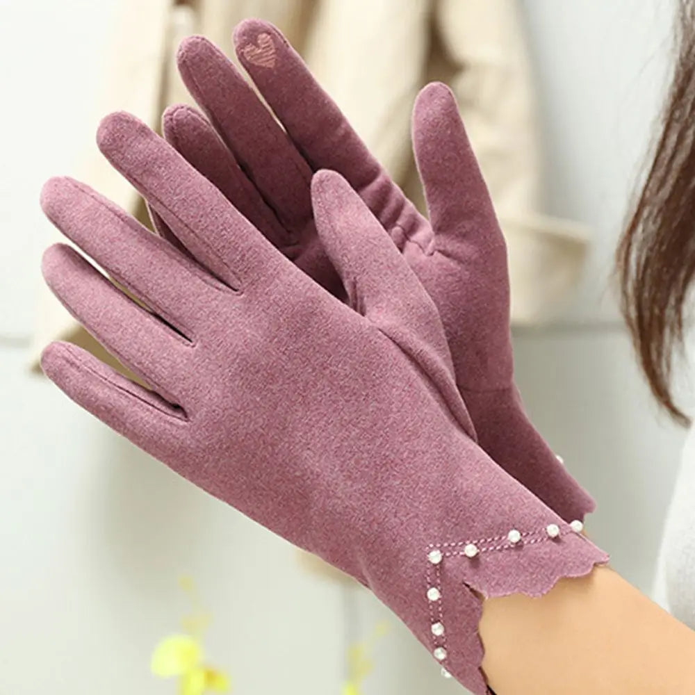 Winter Accessories Full Finger Cold Protection Pearl Women's Gloves Touch Screen Gloves German Fleece Korean Style Mittens
