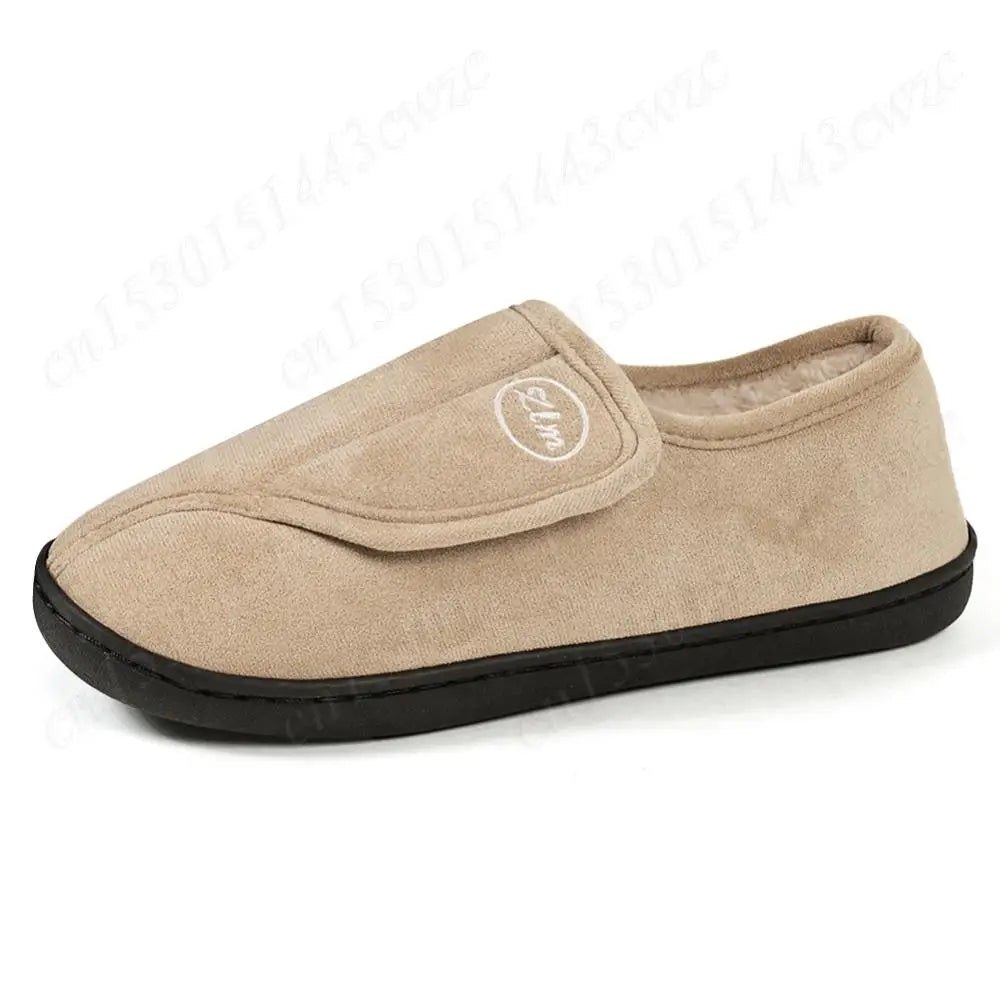 House Shoes for Men Suede Leather Slippers Non-Slip Slip-on Shoes Comfy Warm Plush Indoor/Outdoor for Diabetic Swollen Feet