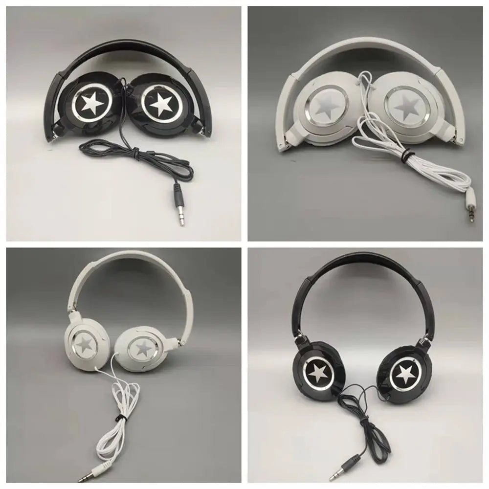 Adjustable Wired Headphones Music Stereo Flexible Wired Over Ear Headset Noise Cancelling Black White Foldable Headphones