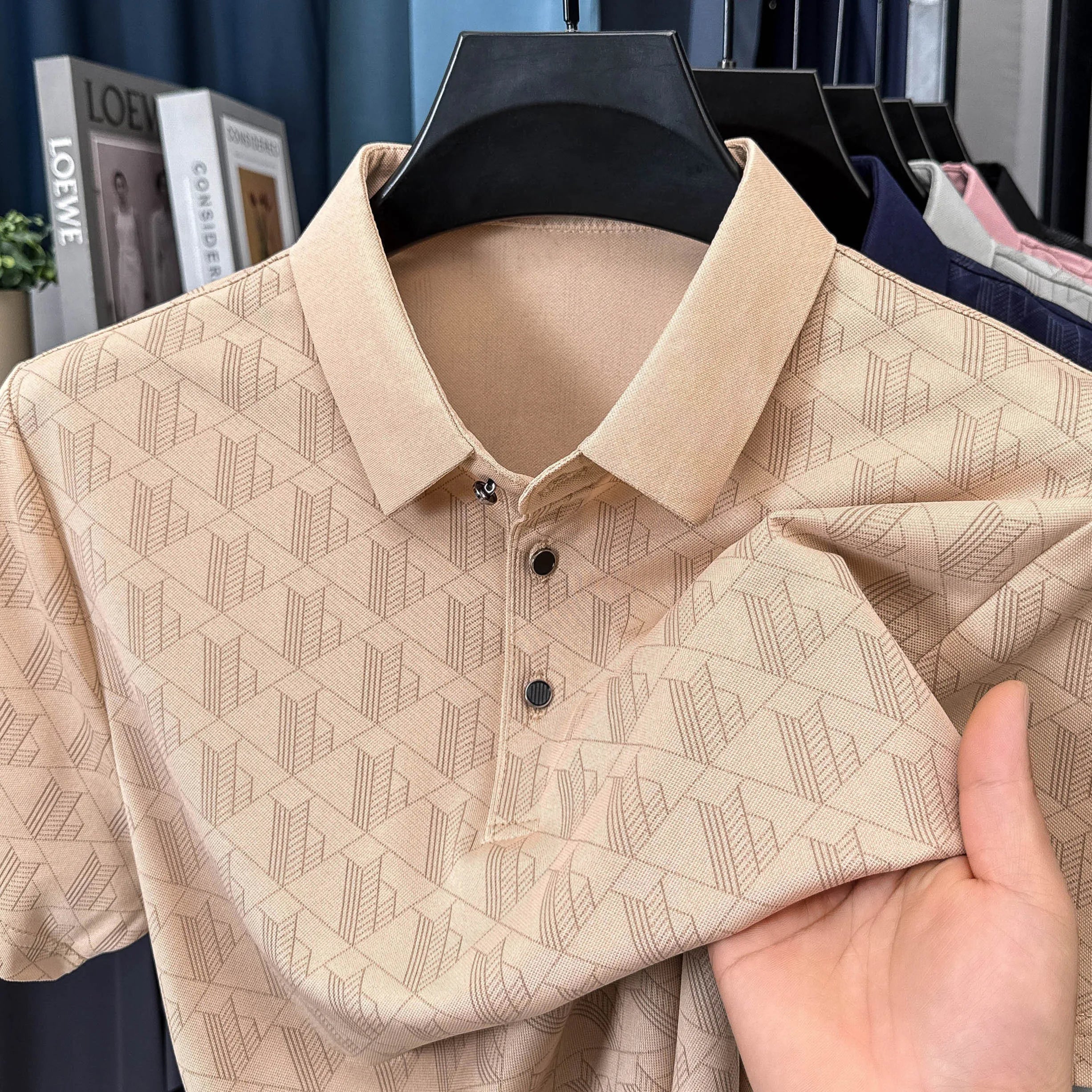 Men's New Short-Sleeved T-Shirt Summer Polo Shirt with a Stand-Up Collar Simple Casual Versatile Fashionable Trendy Men's Wear