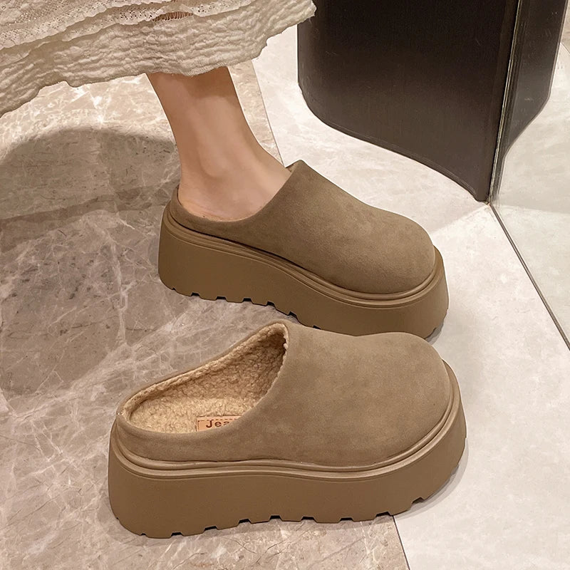 Shoes Woman 2025 House Slippers Platform Pantofle Cover Toe Winter Footwear New Slides Female Shoes Womens Slippers Outdoor Plat