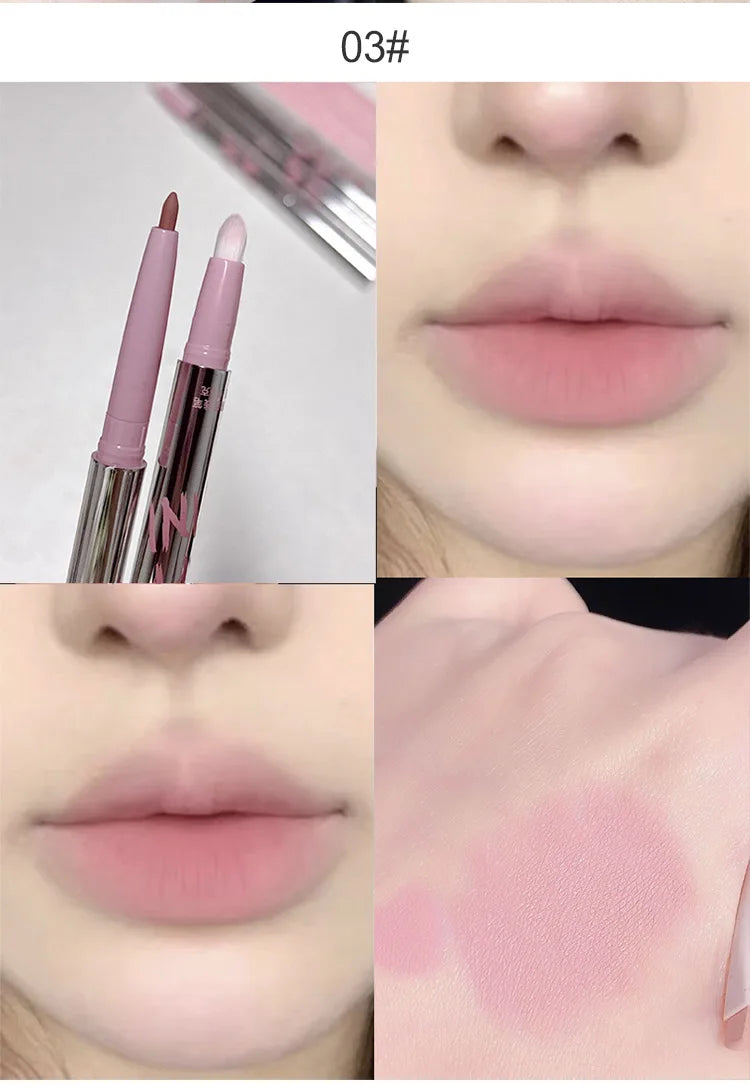 Nude Lip Liner with Lip Brush Cappuvini Korean Style Lip Makeup Long Last Velvet Matte Lipstick