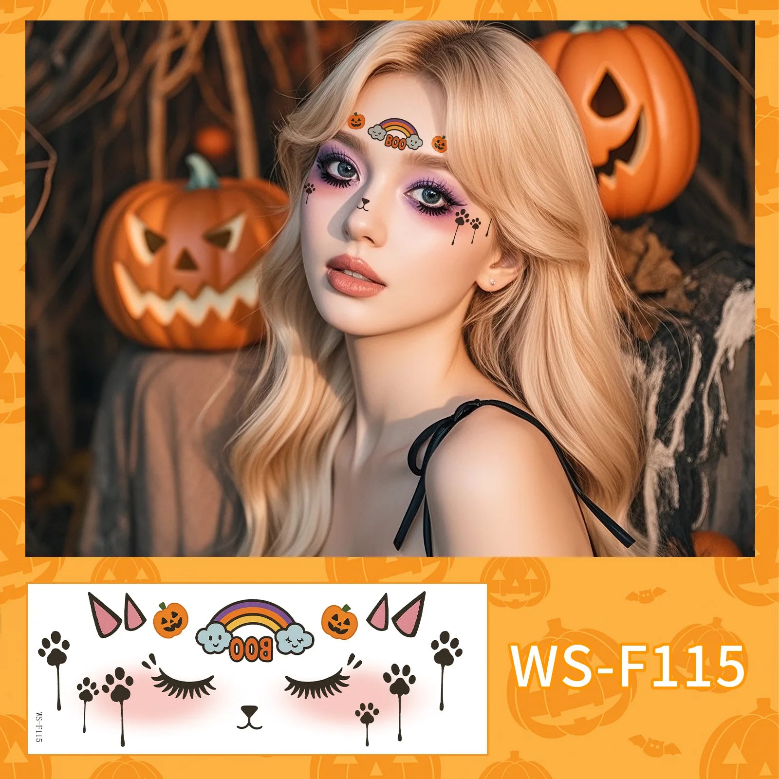 Halloween Makeup Face Stickers Cute Makeup Tattoo Stickers Waterproof and Sweat-Proof Tattoo Stickers
