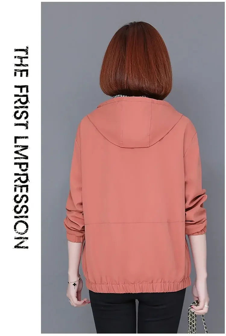Women'S Clothes Spring Autumn Jacket Top 2025 New Women Windbreaker Korean Loose Casual Hooded Jacket Ladies All-Match Coat